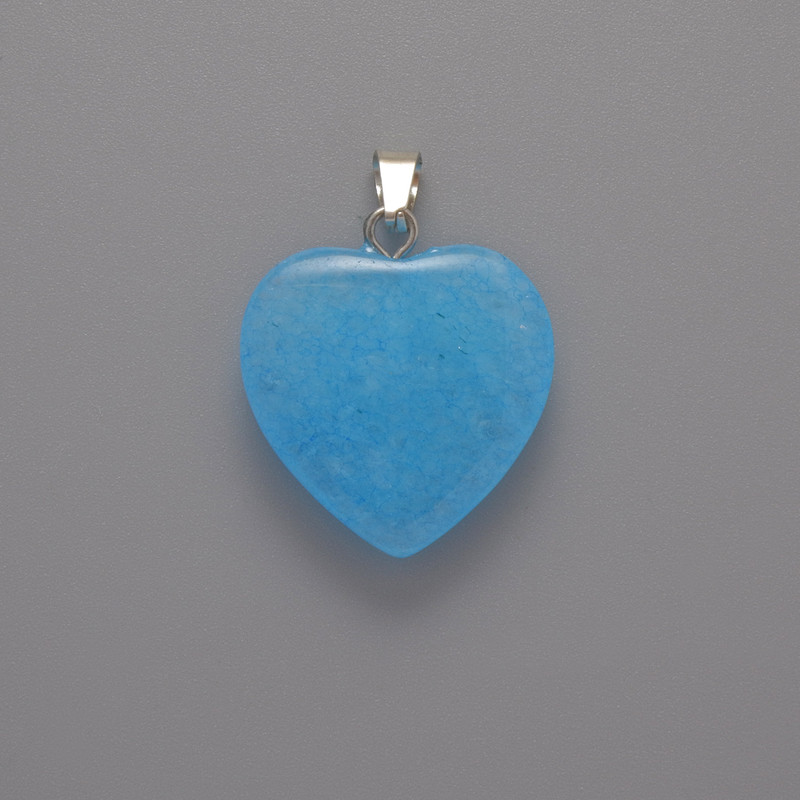 Wisiorek Serce z akwamarynem, wymiary 20×20×6 mm, długość 28 mm ±