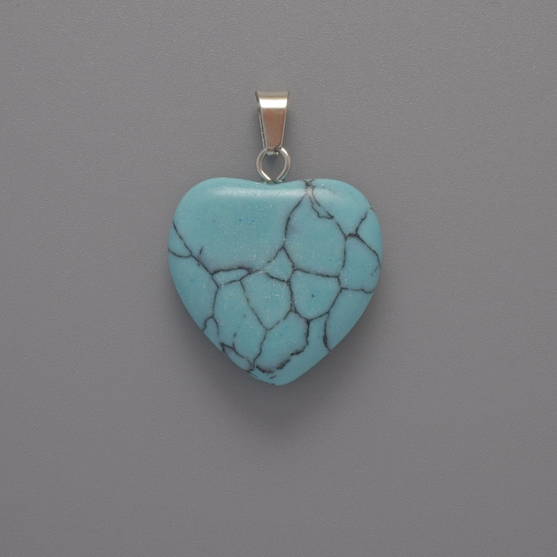 Wisiorek «Serce» z błękitnego turkusu, średnica 20×20×6 mm, długość 28 mm