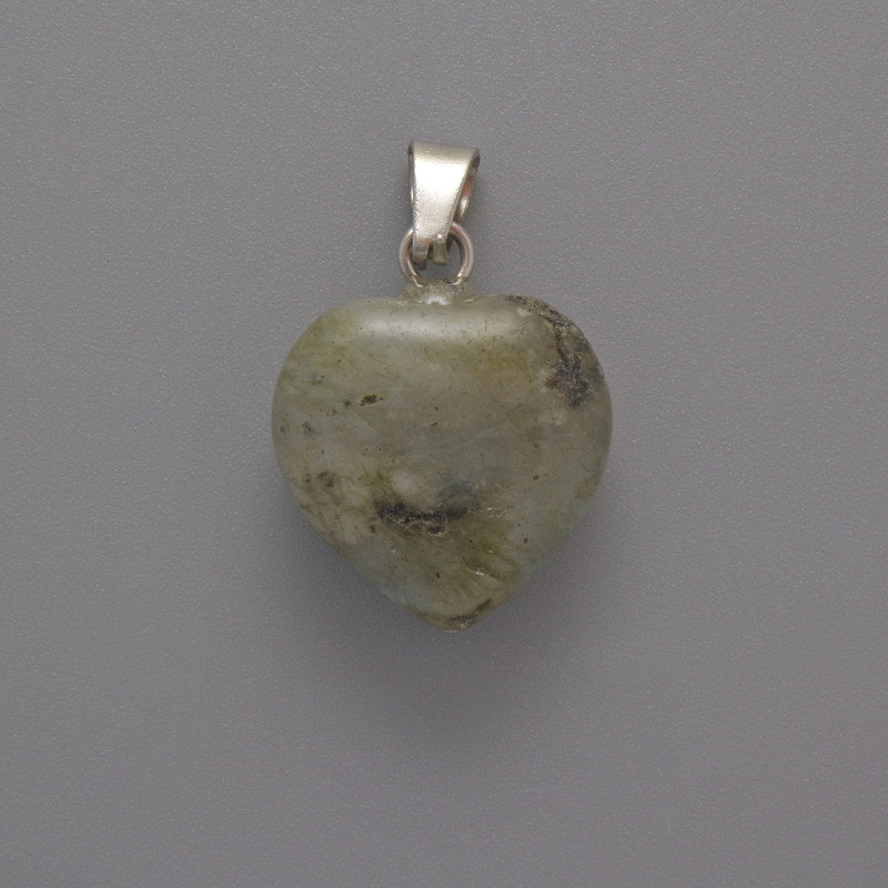Wisiorek Serce z labradorytu, średnica 15×15×6 mm, długość 23 mm