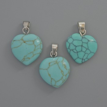 Wisiorek Serce Turquoise (wykonany sztucznie), średnica 15×15×6 mm ±, długość 23 mm ±