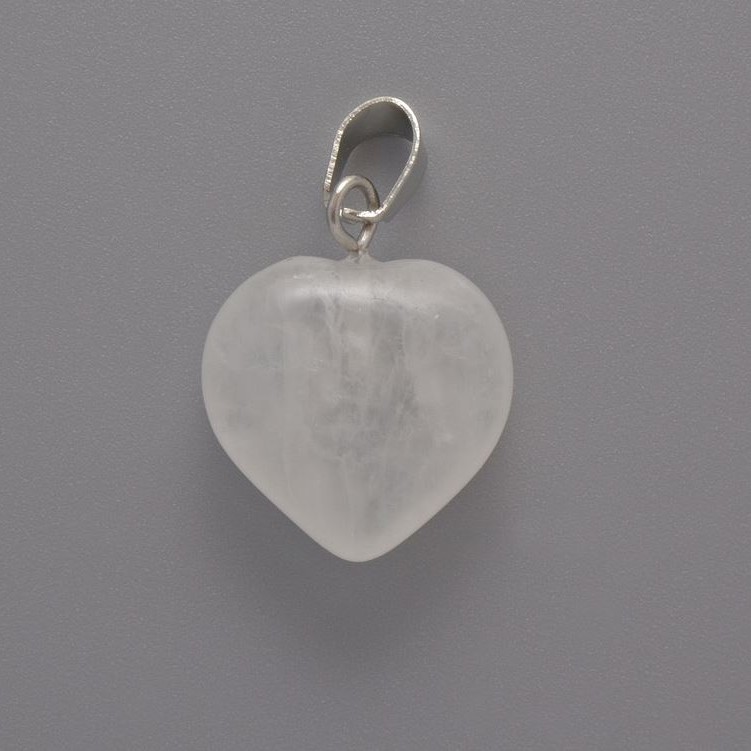 Wisiorek «Serce» z kryształu górskiego, średnica 20x20x6 mm, długość 28 mm