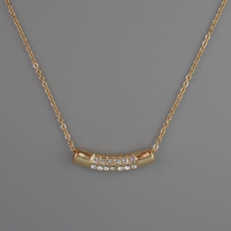 Wisiorek na łańcuszku z metalem złotym, średnica 4×22 mm, grubość 1 mm, długość 40–45 cm