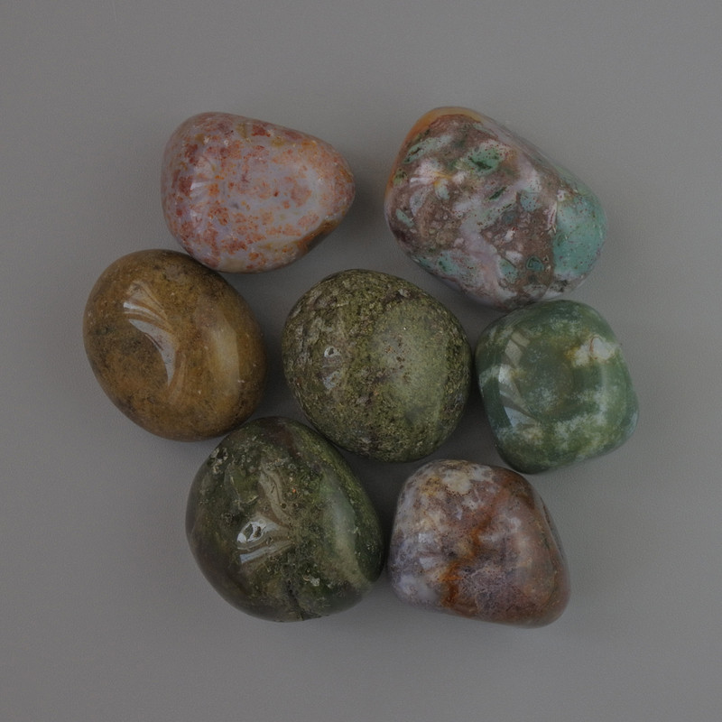Naturalny kamień pamiątkowy agat mechowy w formie galetki, średnica 20×18 mm (+-), opakowanie 100 g