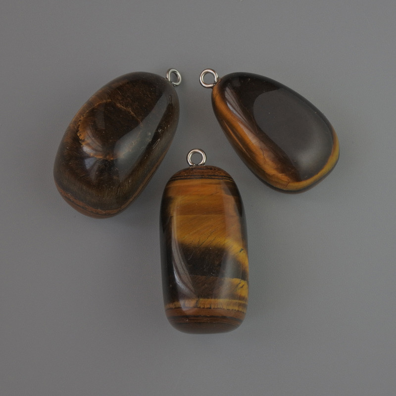 Wisiorek z naturalnego tygrysiego oka, średnica 35×17 mm+