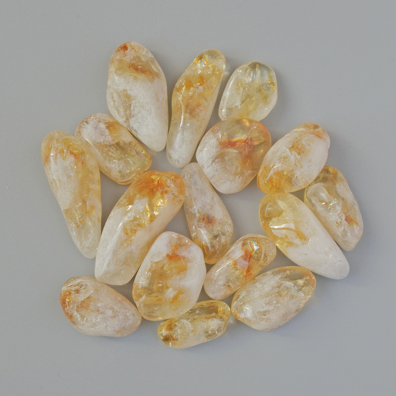 Kamień naturalny pamiątkowy cytryn fasetowany, średnica 25×11 mm (±) opakowanie 100 g