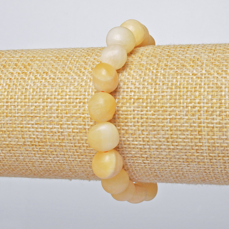Bransoletka z żółtego agatu (prasowana) fasetowane koraliki, średnica 10 mm, długość 18 cm (elastyczna)