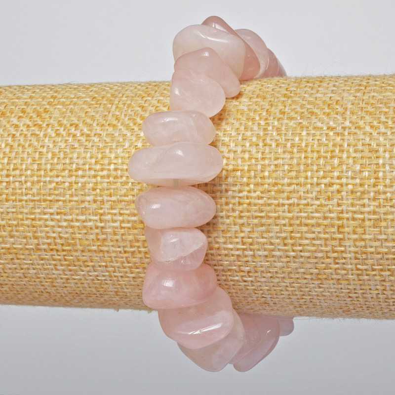Bransoletka z różowego kwarcu, naturalny kamień, fasetowane koraliki, średnica 15×7 mm, długość 18 cm, elastyczna