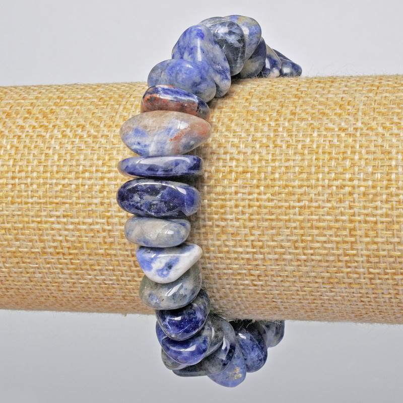 Bransoletka z sodalitu, naturalny kamień, fasetowane koraliki o średnicy 13×6 mm, długość 18 cm, elastyczna (na gumce)