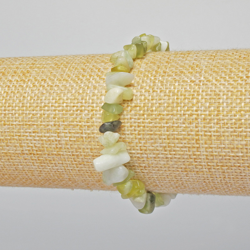 Bransoletka z jadeitu, naturalny kamień, drobiny, średnica 6×4 mm, długość 18 cm, elastyczna (stretch)