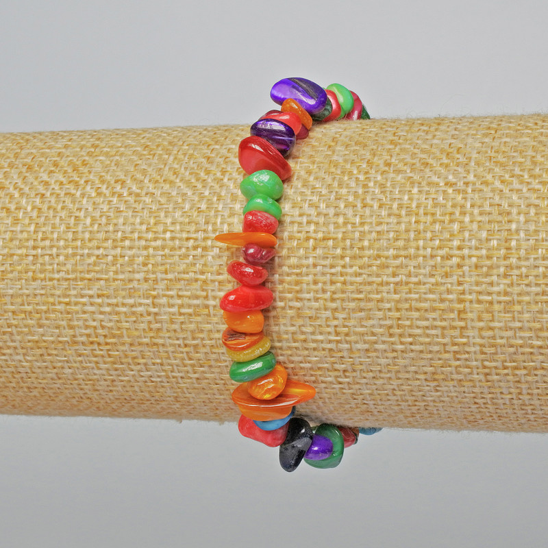 Bransoletka z masy perłowej, mieszanka drobnych cząstek, średnica 7×4 mm, długość 18 cm (rozciągliwa)