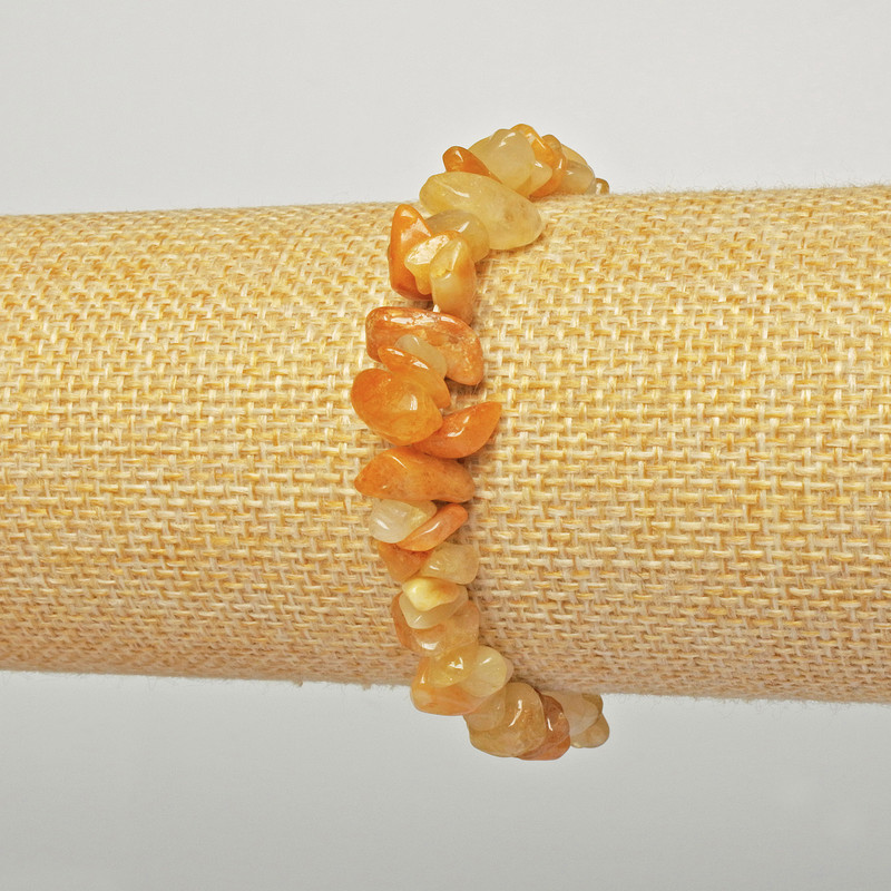 Bransoletka z żółtego agatu – naturalny kamień, drobinki, średnica 7×4 mm, długość 18 cm (elastyczna)
