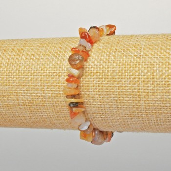 Bransoletka z agatu pomarańczowego, naturalny kamień – drobne bryłki, średnica 7×4 mm, długość 18 cm, elastyczna