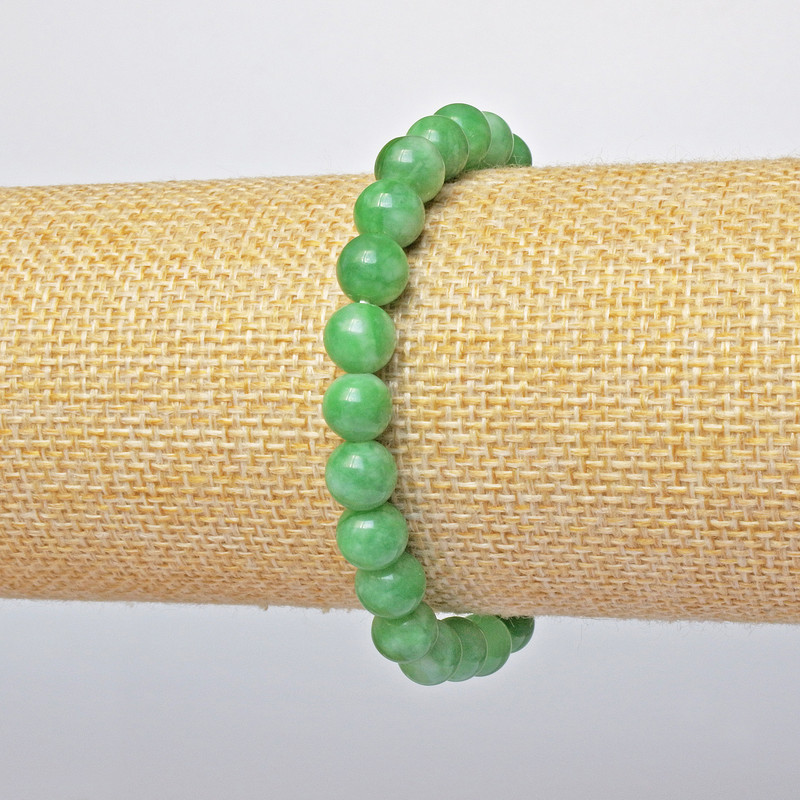 Bransoletka z chryzoprazem (gładka kula, średnica 7 mm, długość 18 cm, elastyczna)