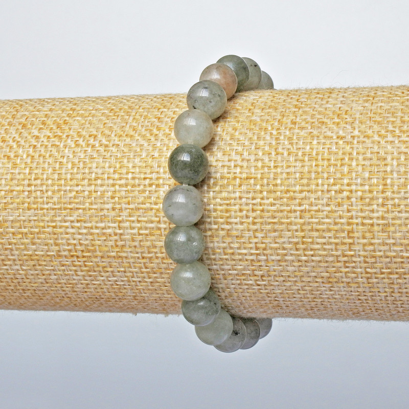 Bransoletka z labradorytu — gładkie kuleczki, średnica 8,5 mm, długość około 18 cm (na elastycznej gumce)