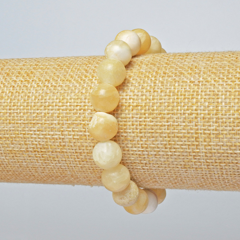 Bransoletka z żółtego agatu (prasowana) – gładkie kulki, średnica 10 mm, długość 18 cm (elastyczna)
