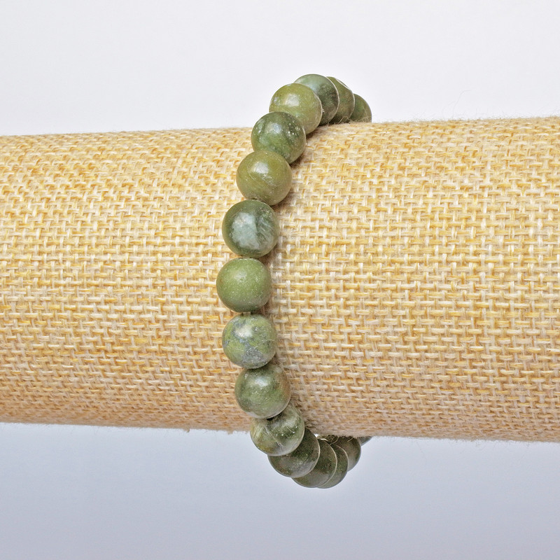 Bransoletka z jadeitu (prasowane) gładkie kuleczki, średnica 8,5 mm ±, długość 18 cm ± (elastyczna)