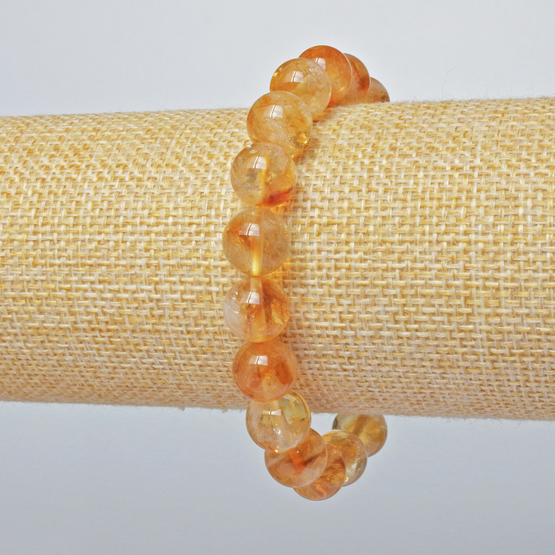 Bransoletka z naturalnego cytrynu – gładkie kuleczki o średnicy 10,5 mm, długość 18 cm, elastyczna