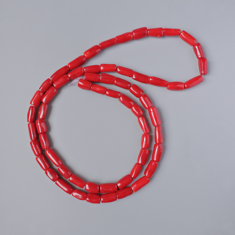 Koraliki z naturalnego koralu, fasetowane, średnica 19–28×8–12 mm, długość 110 cm, na nitce