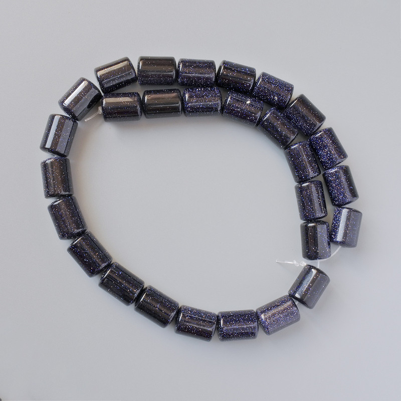 Koraliki z awenturytu „Noc Kairu” cylindryczne, 10×13 mm