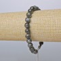 Bransoletka z labradorytu – gładkie kulki, średnica 8 mm, długość 19–24 cm, srebrzyste zapięcie
