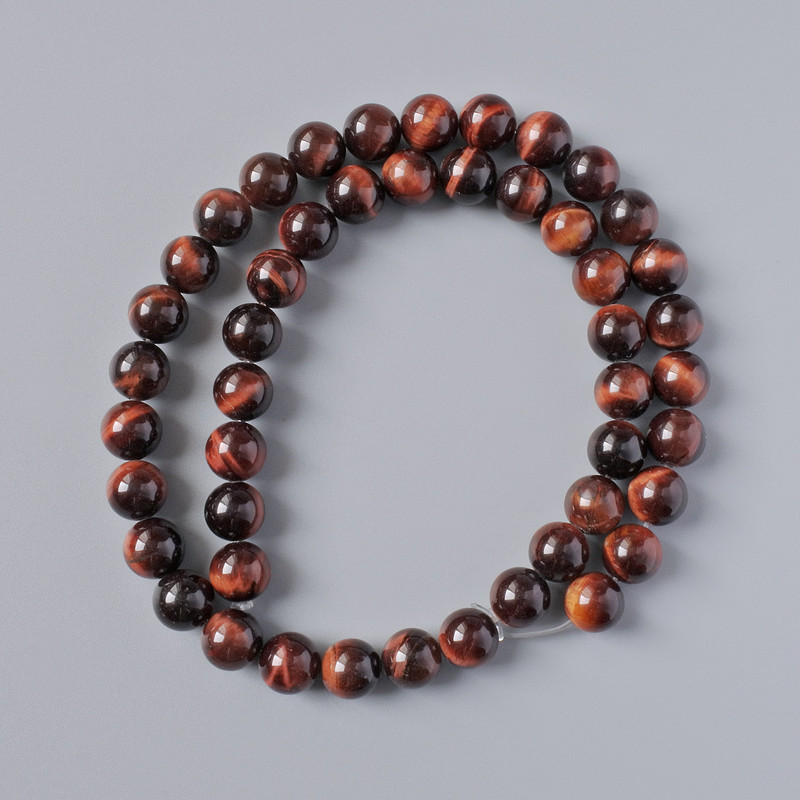 Koraliki Bycze Oko z naturalnego kamienia, gładkie kuleczki, średnica 8 mm ±, długość 38 cm ±, na żyłce