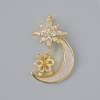 Wisiorek „Księżyc” z masą perłową i białymi kryształami, złoty kolor metalu, wymiary 21,5×14 mm