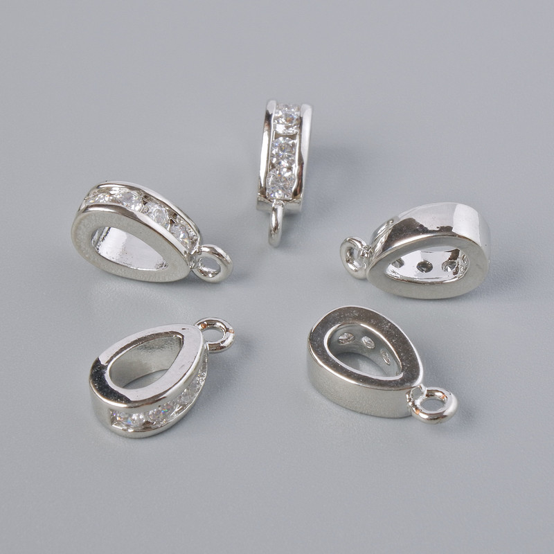 Baza pod zawieszkę z białymi cyrkoniami, srebrzysty kolor metalu, średnica 11×3 mm ± 1 szt.