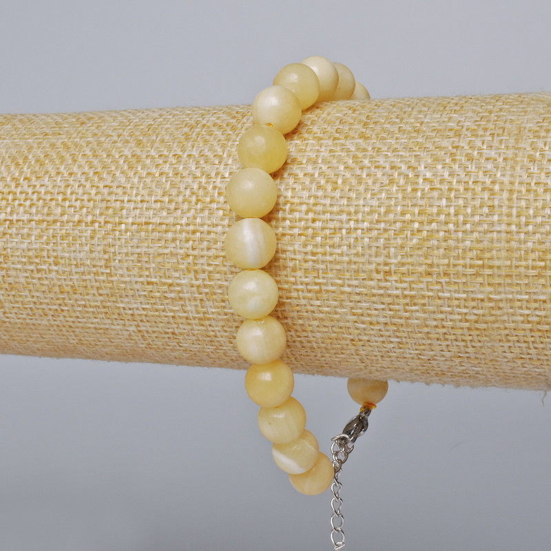 Bransoletka z cytryną – gładkie kuleczki, średnica około 8,5 mm, długość 19–24 cm, srebrne zapięcie