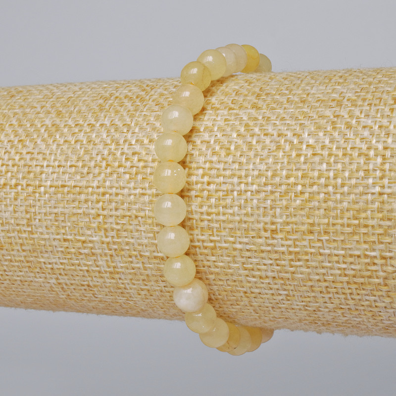 Bransoletka z sztucznego cytrynu (sztuczny akryl) gładkie kuleczki, średnica 6 mm, długość 18 cm (rozciągliwa)