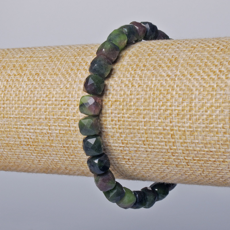 Bransoletka z zozytu – naturalny kamień, fasetowane kostki, średnica 7 mm, długość 18 cm (rozciągana)