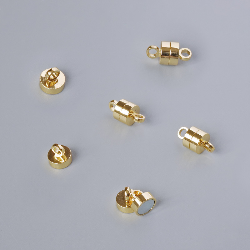 Zapięcie magnetyczne, średnica 11×5 mm, złoty kolor metalu, 1 szt.