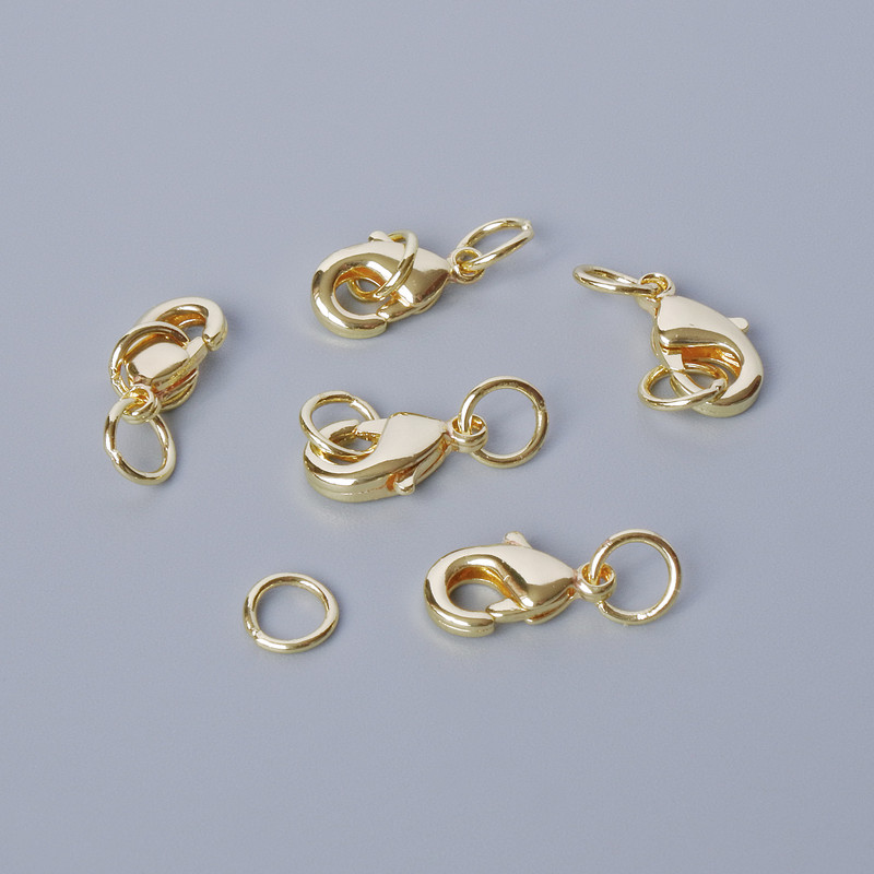 Zapięcie karabińczyk, średnica 10×5 mm, kolor złoty metalu, 1 szt.