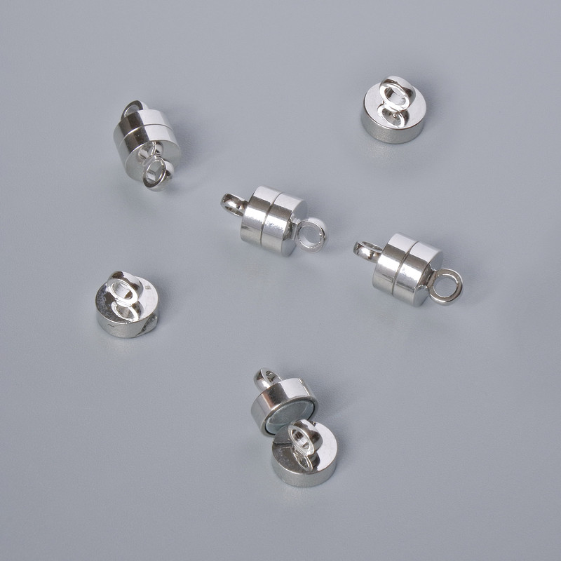 Zapięcie magnetyczne, średnica 11×5 mm, srebrny kolor metalu, 1 szt.