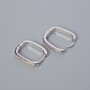 Bigle Congo do kolczyków z białymi cyrkonami, srebrzysty kolor metalu 16×13×3 mm para