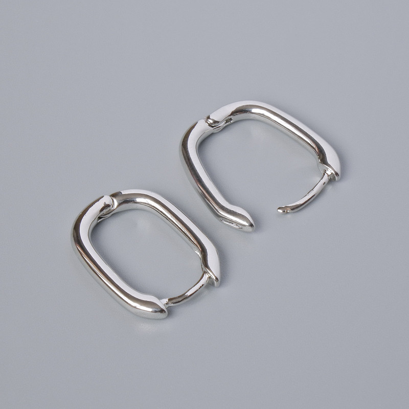 Sztyfty kongijskie do kolczyków, kolor srebrnego metalu, 18×14×2 mm, para