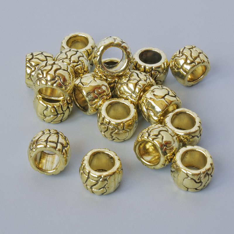 Wstawka do koralików – część złączki, średnica 5,5×8 mm, średnica otworu 4,5 mm, opakowanie 20 sztuk, złoty kolor metalu