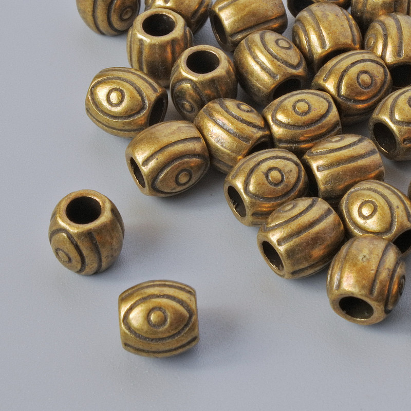 Okucia jubilerskie – koralik-wstawka, średnica 6 mm, średnica otworu 2,8 mm, opakowanie 28 szt., kolor metalu brązowy