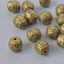 Koralik-wkładka, brązowy kolor metalu, średnica 7,5×7 mm, otwór 1,2 mm, zestaw 14 szt.