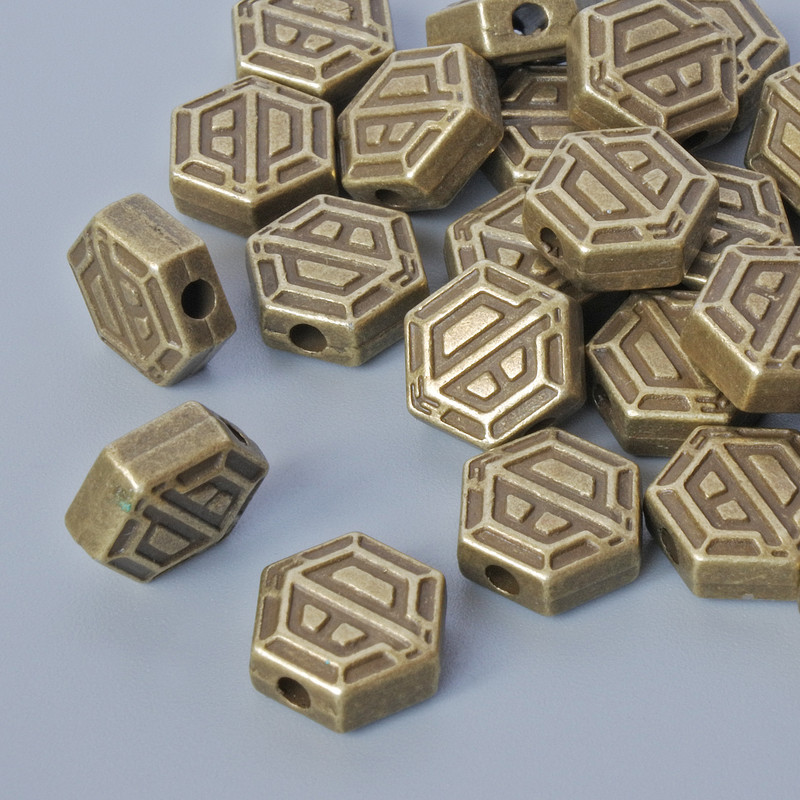Koralik-wstawka do biżuterii, średnica 8,5×4 mm, średnica otworu 1,9 mm, opakowanie 24 szt. ±, kolor metalu: brązowy