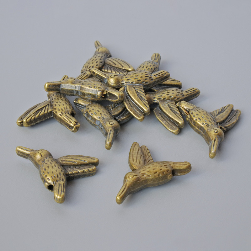Koralik-wkładka «Koliber», średnica 14×18, 5×4, 5 mm, średnica otworu 1 mm, opakowanie 10 szt. ±, kolor metalu: brązowy