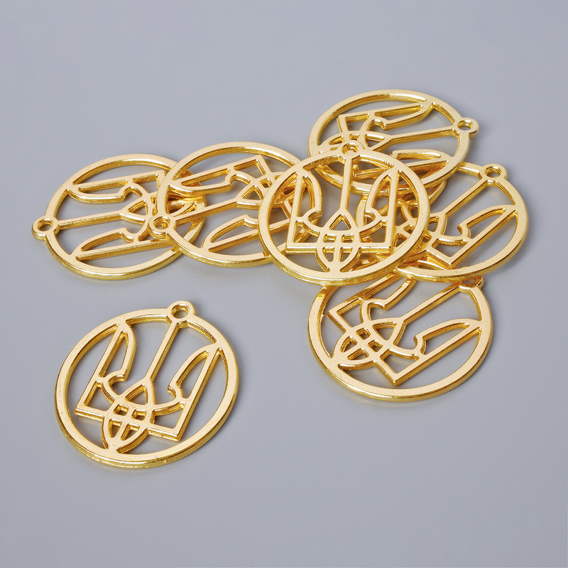 Zawieszka biżuteryjna 'Herb', średnica 26,5×25 mm, średnica otworu 1,9 mm, zestaw 7 szt. ±, złoty kolor metalu