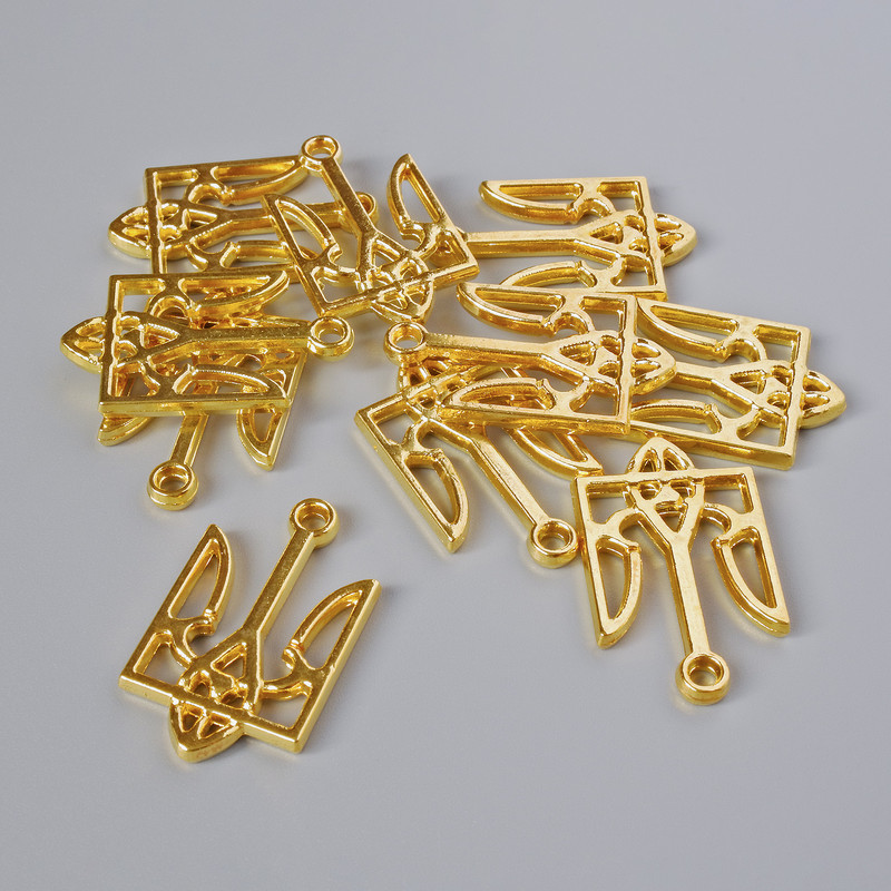 Zawieszka ozdoba "Herb", średnica 25×15 mm, otwór 2,1 mm, opakowanie 7 szt., złoty kolor metalu