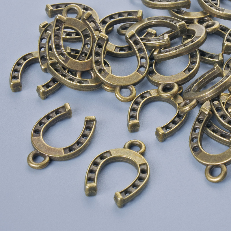 Zawieszka podkowa brązowa, 15×11 mm, otwór 1,9 mm, opakowanie 24 szt.