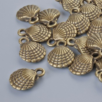 Zawieszka „Muszla”, brązowy kolor metalu, 13×10 mm, otwór 1,8 mm, opakowanie 20 szt. ±