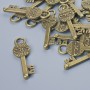 Zawieszka do biżuterii „Klucz”, średnica 26×8 mm, średnica otworu 3,5 mm, zestaw 16 szt. ±, kolor brązowy metalu