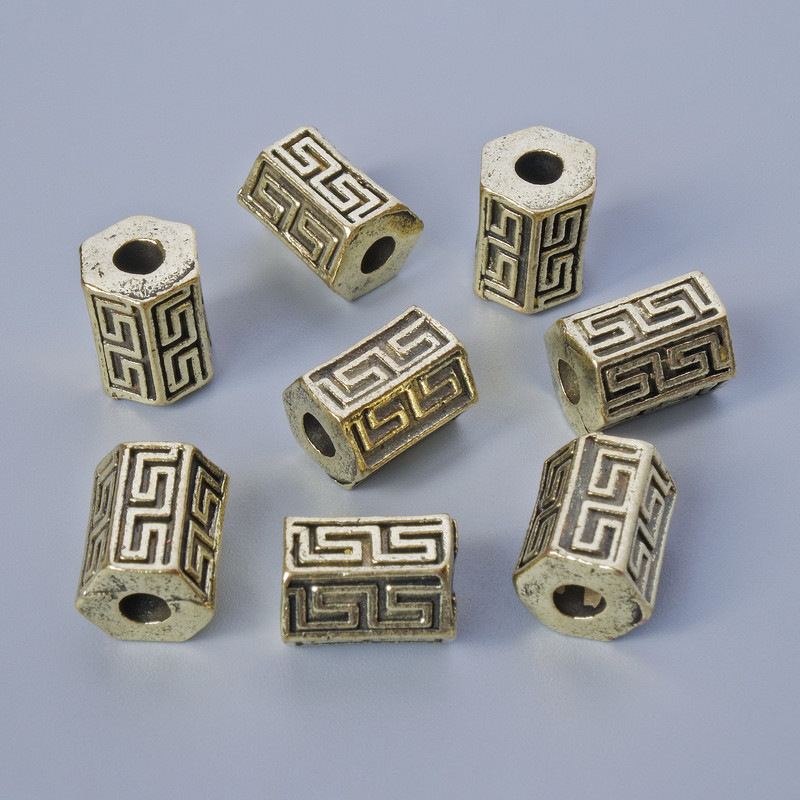 Koralik-wkładka, średnica 10×7 mm, otwór 2,9 mm, pakowanie 7 szt., masa ±20 g, kolor metalu: jasny złoty