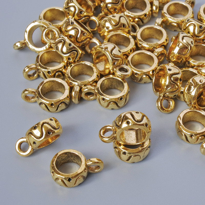 Uchwyt bajla do biżuterii, średnica 3,5×7,5 mm, średnica otworu 1,7 mm, 4,6 mm, długość 10 mm, opakowanie 41 szt. ± 20 g, kolor metalu: złoty