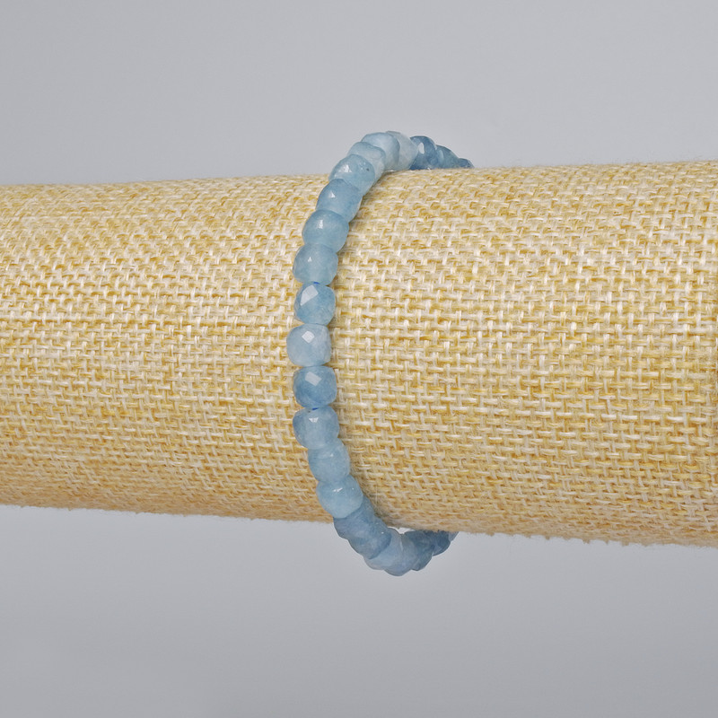 Bransoletka z akwamarynu – fasetowane kostki, średnica 5,5 mm, długość 18 cm (elastyczna)