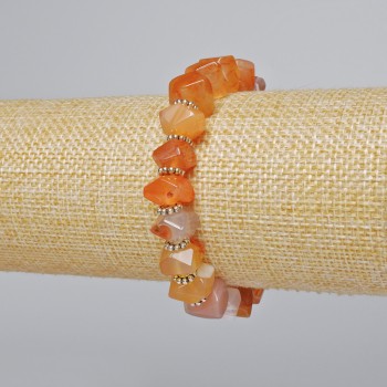 Bransoletka z agatu botswańskiego pomarańczowa, fasetowane rondle o średnicy 10×7 mm, długość 18 cm, na elastycznej gumce z metalowymi wstawkami