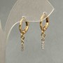 Kolczyki Xuping z białymi strassami, średnica 7×2 mm, długość 23 mm, pozłacane 18K